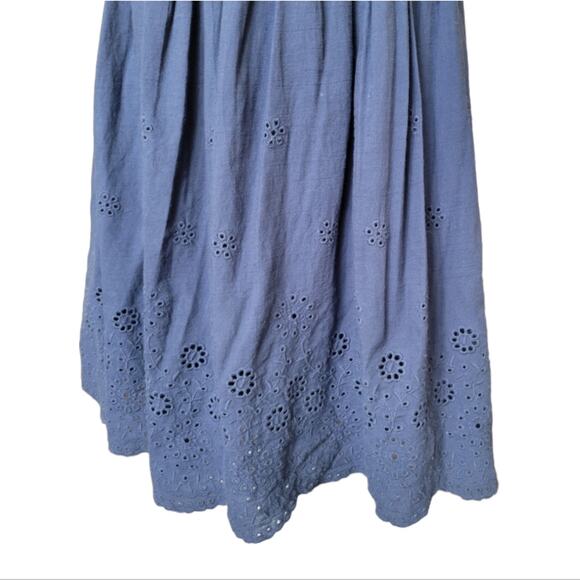 Altar'd State Ruffled Eyelet Dress Women’s Size M Open Back Scalloped Hem Blue - Picture 3 of 9